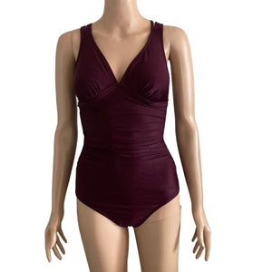 Merona Swimsuit Womens Small One Piece Plum Shirred Strappy Back