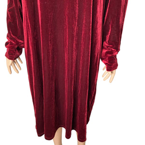 Kathie Lee Collection Dress Womens Size XL Burgundy Velour Pullover Mock Neck