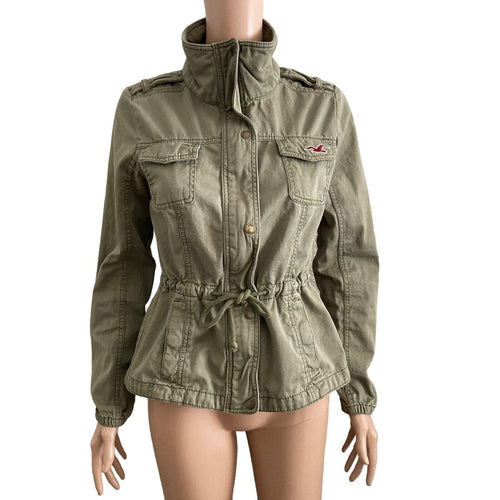 Vintage 90s Hollister Army Jacket Womens Medium Green Utility