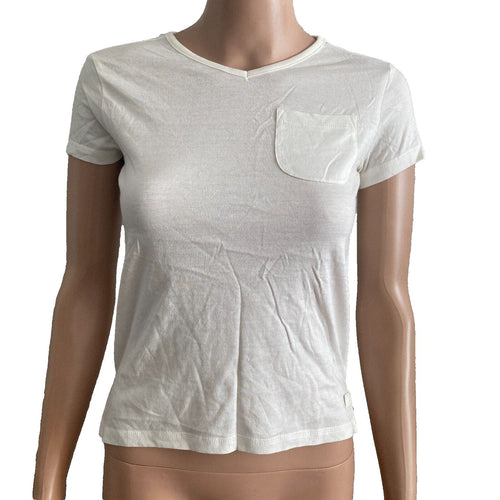 7 For All Mankind Pocket Tshirt Girls Medium White Hi Lo Short Sleeve New