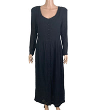 Load image into Gallery viewer, SHE Dress Maxi Womens Small Black Button Front Long Sleeves Pockets