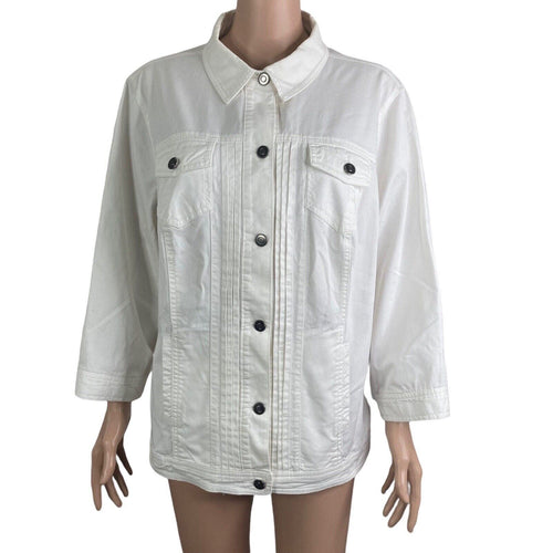 Dressbarn Jacket Women's Size 14 White Lightweight Casual Button Front