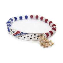 Load image into Gallery viewer, American Bracelet Stretch Beaded Charms Patriot USA American Flag Stars Stripes