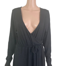Load image into Gallery viewer, Soncy Maxi Dress Womens XL Black Flair Surplice Stretch
