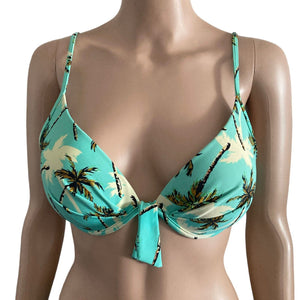 Eidon Bikini Womens XL Palm Tree Tropical Green Yellow Summer Beach Swimming