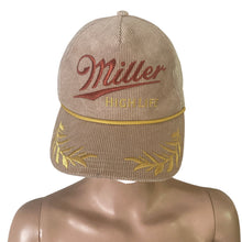 Load image into Gallery viewer, Miller High Life Trucker Hat Tan Corduroy Mesh Snapback Beer Cap One Size OSFM