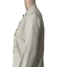 Load image into Gallery viewer, Badgley Mischka American Glamour Tunic Blouse Womens Medium Beaded Beige White