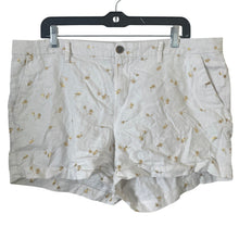 Load image into Gallery viewer, Old Navy Everyday Linen Blend Shorts Womens 16 White Gold Palm Tree Print Plus