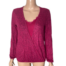 Load image into Gallery viewer, Bobeau Lace Trim Cami Top Womens XS Burgundy Twofer NEW