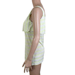 Mystree Tanktop Womens Small Striped Yellow white Stretch Pullover