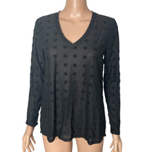 Load image into Gallery viewer, Bobeau Tunic Top Womens XS Tonal Flocked Black Hearts