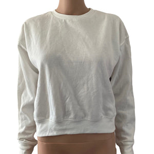 Abound Crop Sweatshirt White Womens Size Small Soft Fleece Inner Stretch New