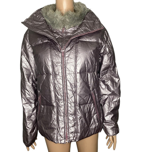 VTG The Limited Jacket Womens Small Polyurethane Down Puffer Purple Metallic