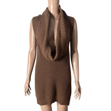 Load image into Gallery viewer, Ann Taylor Sweater Womens M Brown Hand Knit Sleeveless Tunic Plunging Cowl Neck