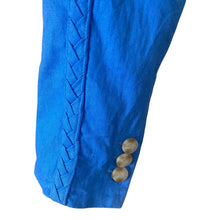 Load image into Gallery viewer, Jason Wu Cropped Linen Blend Blazer Jacket Blue One Button Women's Large L