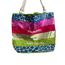 Load image into Gallery viewer, Dolphin Discovery Tote 17x21 XL Embroidered Multicolored Riviera Maya Mex