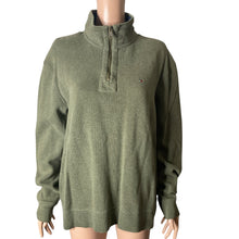 Load image into Gallery viewer, Tommy Hilfiger Sweatshirt Mens Large Olive Green Zip Neck