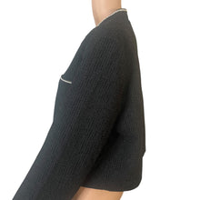 Load image into Gallery viewer, Avec Les Filles Tweed Bouclé Blazer Jacket Womens X Large Black Gold Trim New