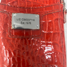 Load image into Gallery viewer, Liz Claiborne Red Croc Embossed Zip Around Wristlet Wallet ID CC Coin 5.5x3.5