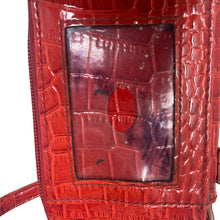 Load image into Gallery viewer, Liz Claiborne Red Croc Embossed Zip Around Wristlet Wallet ID CC Coin 5.5x3.5