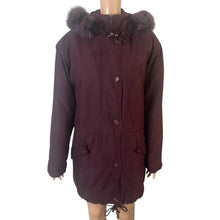 Load image into Gallery viewer, Hunt Club Parka Coat Women’s Small Maroon Faux Fur Hood Drawstring Waist Winter