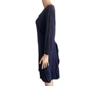 A.N.A Shirt Dress Womens XL Navy Blue Back tie Stretch Long Sleeve