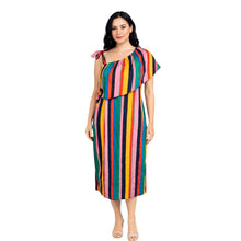 Load image into Gallery viewer, Who What Wear Maxi Dress Womens XXL Striped Multi Colored One Shoulder New