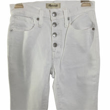 Load image into Gallery viewer, Madewell Jeans Size 24 Button Fly High Rise White Denim Womens Raw Hemline