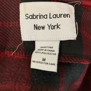 Sabrina Lauren New York Coat Womens Medium Red Black Tartan Plaid Stretch