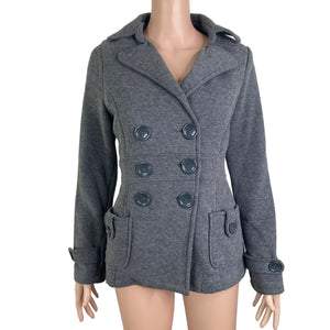 Iris Basic Jacket Womens Medium Gray Trench Buttons