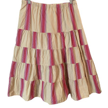 Load image into Gallery viewer, Old Navy Skirt Womens Medium Pink Stripe Tiered Cotton Boho Peasant Midi