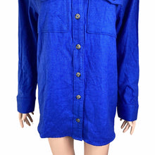 Load image into Gallery viewer, BP Wildfang Fleece Shirt Women’s XS Blue Button Front Herringbone New