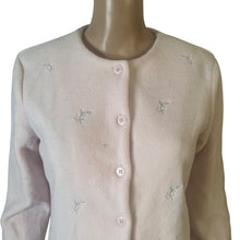 Load image into Gallery viewer, Basic Edition Fleece Cardigan Sweater Jacket Womens Small Embroidered Pink Silver