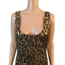 Load image into Gallery viewer, Dreamgirl Leopard Print Bodycon Dress Womens XL Gold Metallic Glitter Clubwear