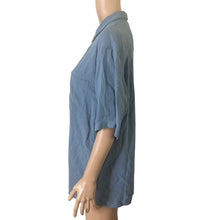 Load image into Gallery viewer, Vintage Silk Circa 1969 Mens Medium Blue 100% Silk Textured Camp Shirt