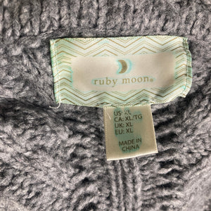 Ruby Moon Draped Sweater Womens XL Wool Blend Chunky Knit Gray Open Front