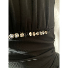 Load image into Gallery viewer, Vintage Black Halter Maxi Dress Womens Small Rhinestone Open Back Formal Gown