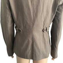 Load image into Gallery viewer, Ted Baker London Size 3 US 8 Brown Pinstripe Double Breasted Cotton Blazer Jacket