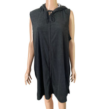 Load image into Gallery viewer, Catalina Hooded Swim Cover Up XL 16-18 Black Sleeveless Zip Terry Beach Dress