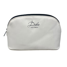 Load image into Gallery viewer, Dolce &amp; Gabbana Dolce White Leather Cosmetic Makeup Pouch Zip Case Italy