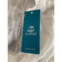 Load image into Gallery viewer, Cupshe White Lace Cover Up Top XL Flutter Sleeve Beach Boho Swim Blouse Textured Knit