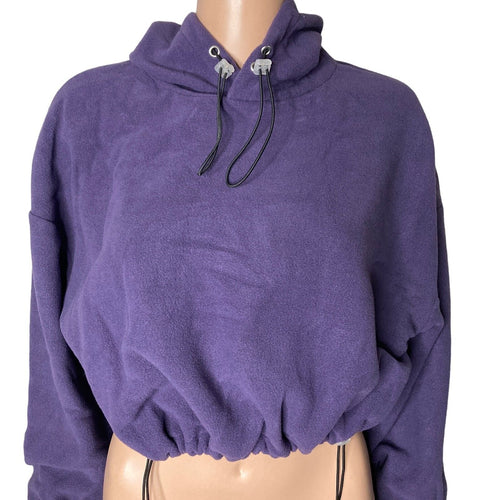 Topshop Hoodie Womens 4-6 Fleece Purple Cropped New