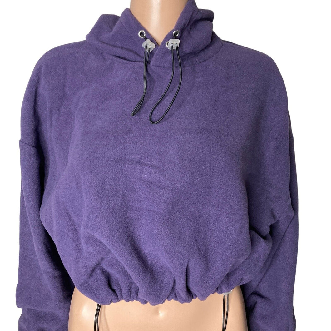 Topshop Hoodie Womens 4-6 Fleece Purple Cropped New