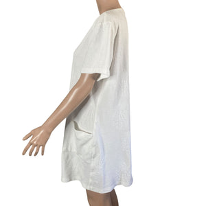 Mystic Sun Dress Swim Cover Up Womens Large White Full Zip Sea Shells