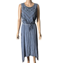 Load image into Gallery viewer, Knox Rose Womens M Blue Chambray Midi Dress Sleeveless Drawstring Handkerchief