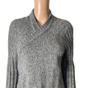 Ruby Moon Draped Sweater Womens XL Wool Blend Chunky Knit Gray Open Front