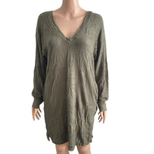 Load image into Gallery viewer, Socialite Knit Sweater Dress Womens XS Olive Green Vneck