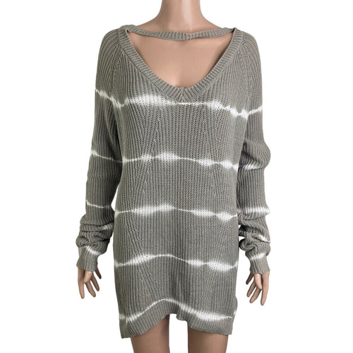 Venus Sweater Womens XL Gray White Pulllover Stretch