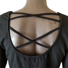 Load image into Gallery viewer, Derek Heart Top Womens Large Black Stretch Criss Cross Back