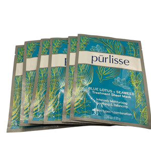 Purlisse Blue Lotus and Seaweed Sheet Mask Treatment Moisturizing 6 count